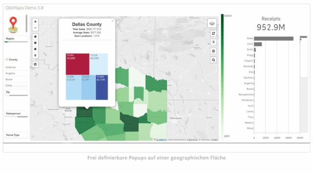 QlikMaps Freidefinierbare Popups auf einer geographischen Fläche