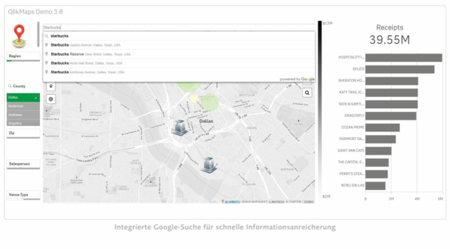 QlikMaps Integrierte Google-Suche für schnelle Informationsanreicherung