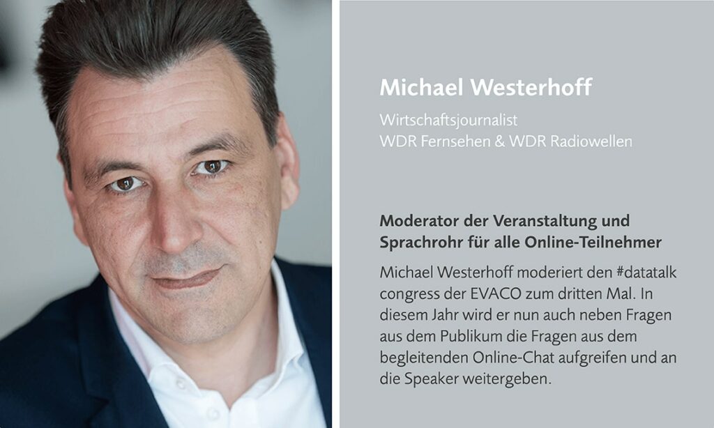 Moderator Michael Westerhoff führt durch den datatalk congress