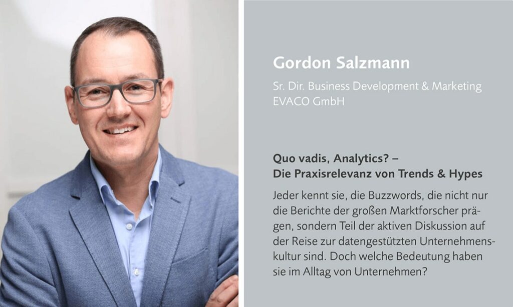 Gordon Salzmann erklärt den Ganzheitlichen Lösungsansatz von EVACO auf dem datatalk congress.