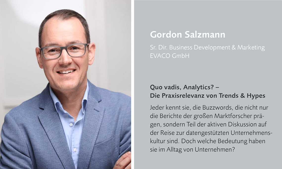 Gordon Salzmann erklärt den Ganzheitlichen Lösungsansatz von EVACO auf dem datatalk congress.