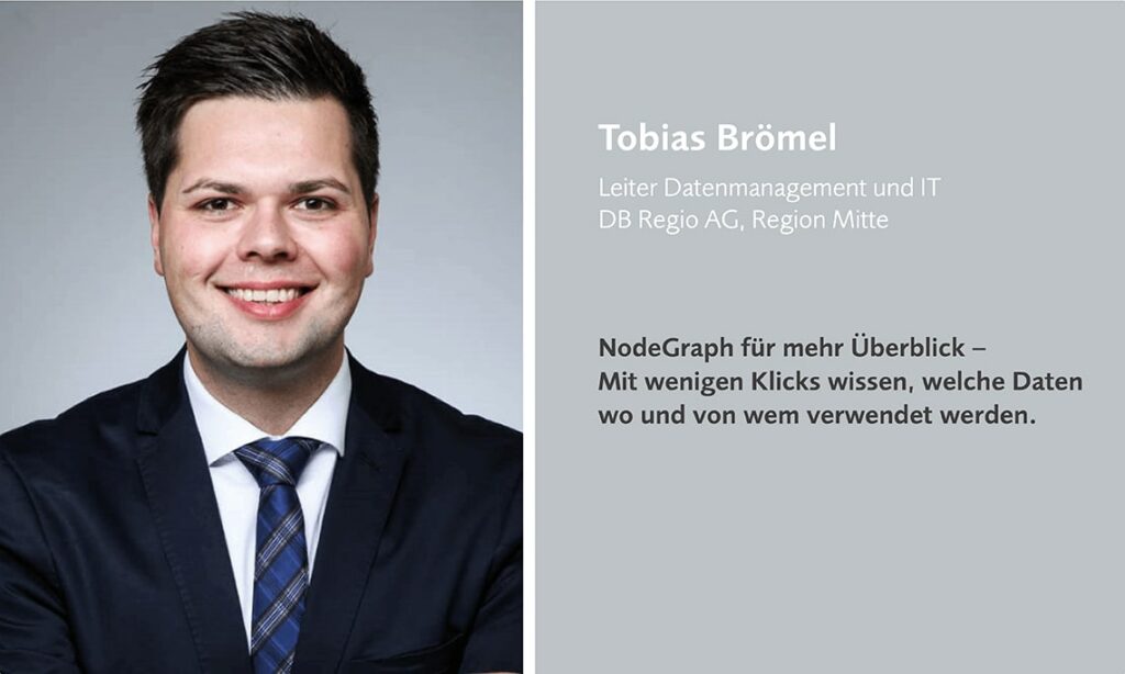 Tobias Brömel von der  DB Regio AG spricht auf dem datatalk zum Thema NodeGraph.