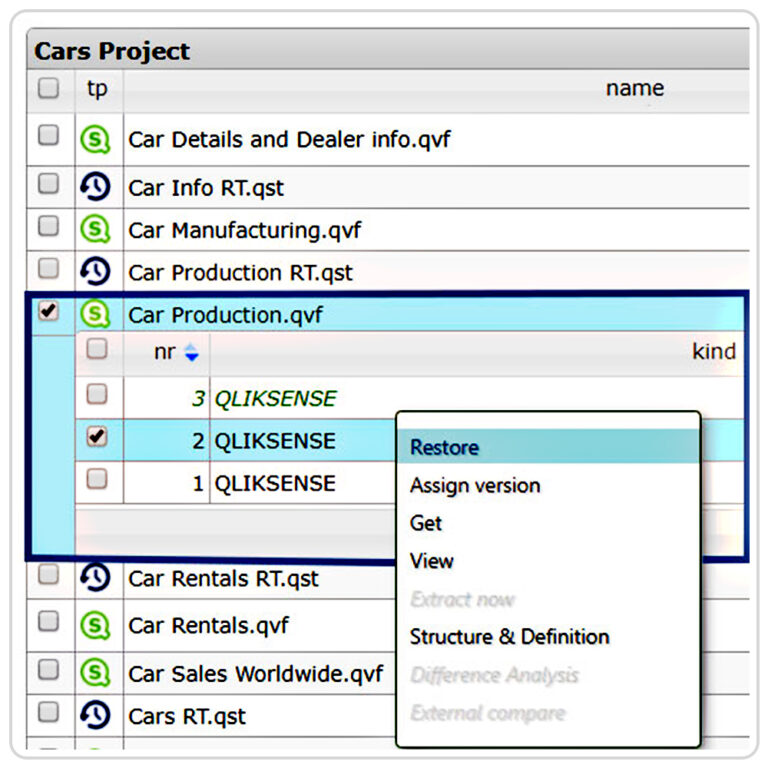 Qlik Data Analytics: PlatformManager Version Control