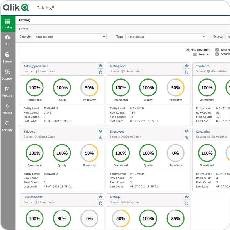 EVACO Qlik Catalog Screen klein