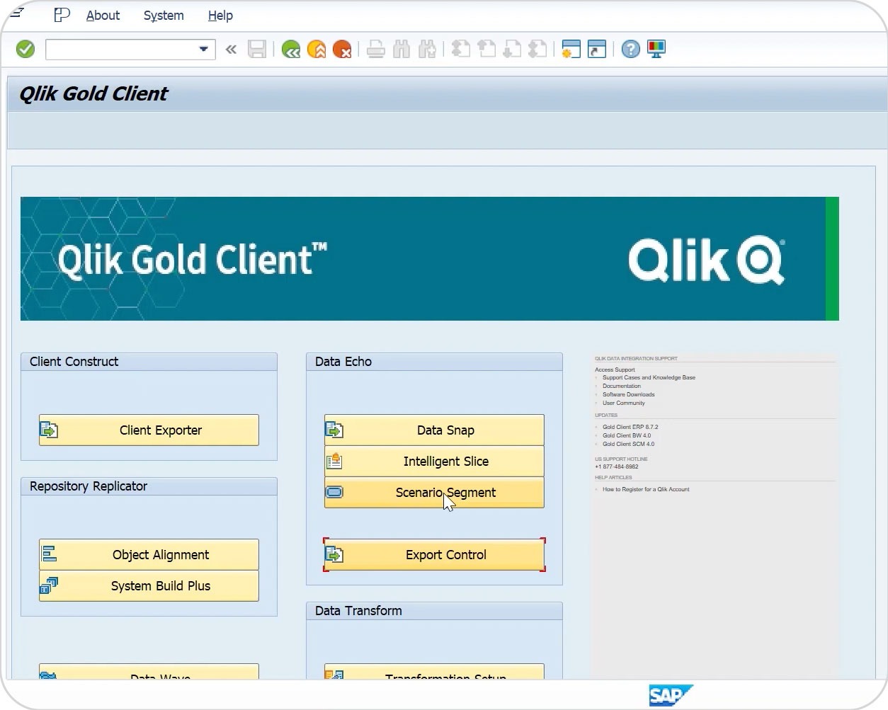 EVACO Qlik Gold Client Screen